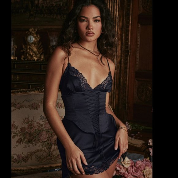 House of CB Dresses & Skirts - House of CB 'Soraya' Navy Satin Slip Dress NWOT